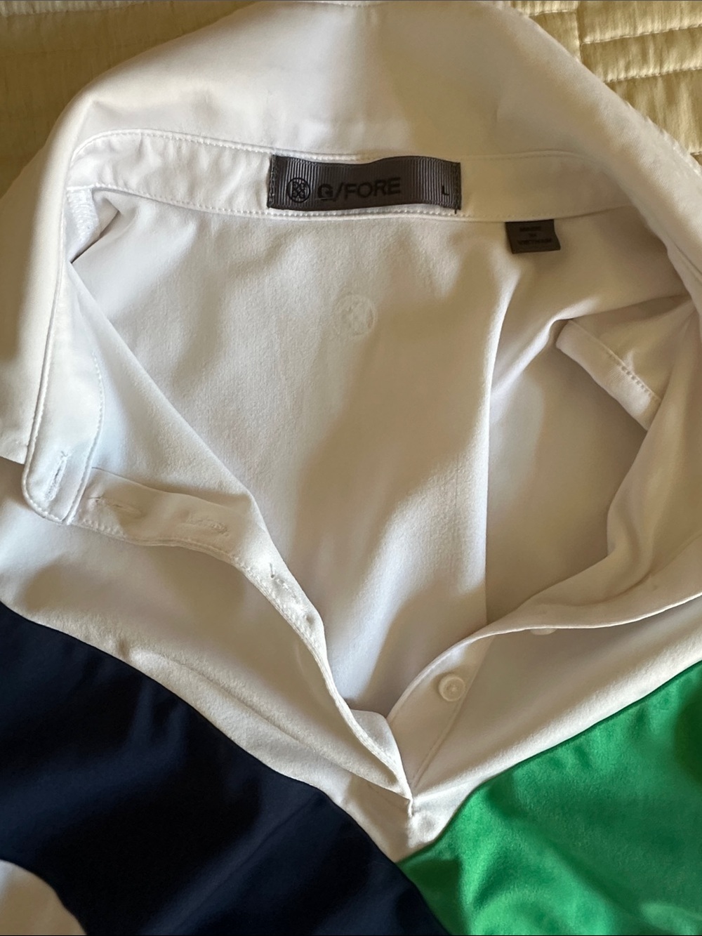 GFore White Sleeveless Polo Top with Black and Green Chevron size LG - Picture 5 of 6